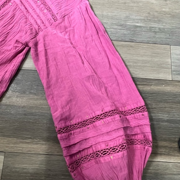 Free‎ People Button Up Pink Top- Cute Sleeves- XS - Picture 13 of 14